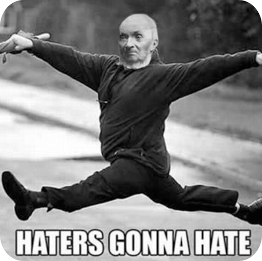 A ballet dancing Ivar Aasen, with the text “Haters gonna hate” under it.